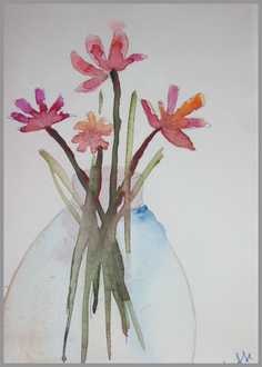 005 Blomster 25 - Akvarel p papir 21 x 14 cm - Alettes Maleri (akvarel og akryl)