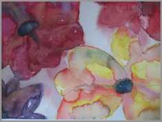 023 Store blomster - Akvarel p papir 26 x 38 cm - Alettes Maleri (akvarel og akryl)