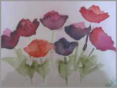 040 Spde blomster - Akvarel p papir 17 x 24 cm - Alettes Maleri (akvarel og akryl)