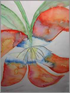 042 Stor ben tulipan - Akvarel p papir 76 x 46 cm - Alettes Maleri (akvarel og akryl)