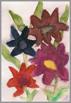 050 Kornblomster - Akvarel p papir 27 x 18 cm - Alettes Maleri (akvarel og akryl)