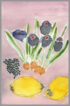 052 Krokus - Akvarel p papir 25 x 16 cm - Alettes Maleri (akvarel og akryl)
