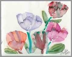 059 Forrsblomster - Akvarel p papir 17 x 25 cm - Alettes Maleri (akvarel og akryl)