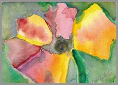 067 Gul blomst - Akvarel p papir 17 x 27 cm - Alettes Maleri (akvarel og akryl)