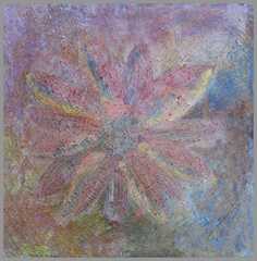 074 Rustik blomst - Akryl p lrred 50 x 50 cm - Alettes Maleri (akvarel og akryl)