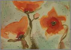 082 Kinesisk inspiration - Akvarel p papir 20 x 32 cm - Alettes Maleri (akvarel og akryl)
