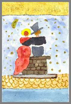 167 Art money 2007-004  - Akvarel p papir 18 x 12 cm - Alettes Maleri (akvarel og akryl)