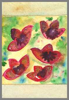170 Art money 2007-008  - Akvarel p papir 18 x 12 cm - Alettes Maleri (akvarel og akryl)