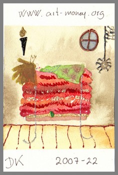 190 Art-money 2007-22 - Akvarel p papir 18 x 12 cm - Alettes Maleri (akvarel og akryl)